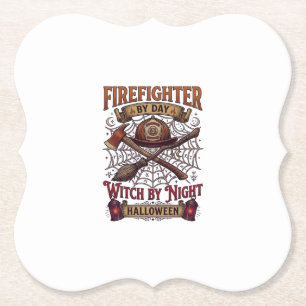 Firefighter Day Witch Night Halloween Helmet Axe B Paper Coaster