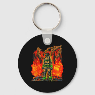 Firefighter Deadlifting Workout Bodybuilding Fitne Key Ring