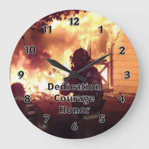 Firefighter Dedication Courage Honour Large Clock