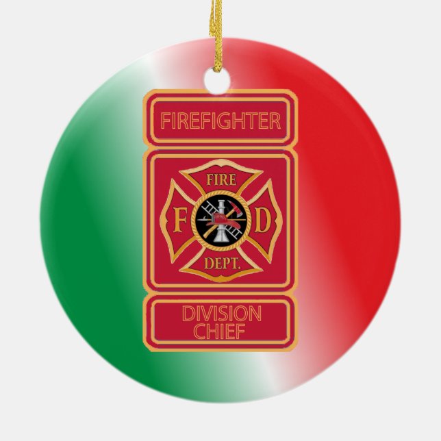Firefighter Division Chief Custom Ceramic Tree Decoration (Back)