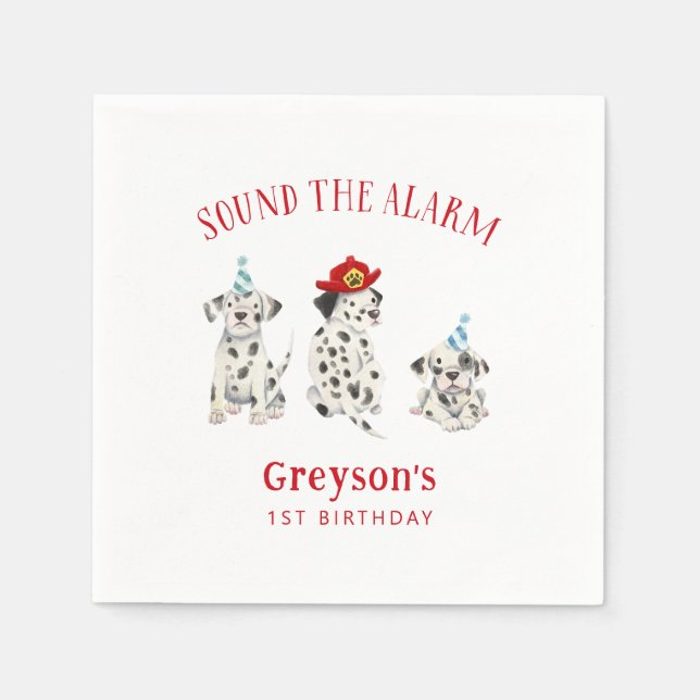 Firefighter Dog Boy Birthday Paper  Napkin (Front)