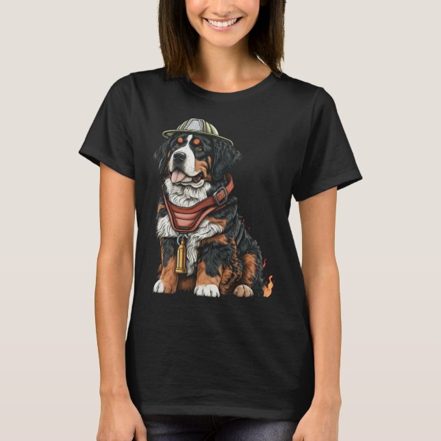 FireFighter Dog For Bernese Mountain Dad Fire Figh T-Shirt (Front)
