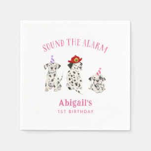 Firefighter Dog Girl Birthday Paper  Napkin