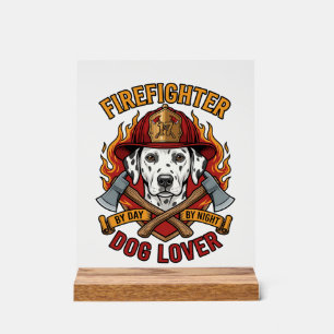 Firefighter Dog Lover Dalmatian Fire Helmet Axes F Acrylic Sign