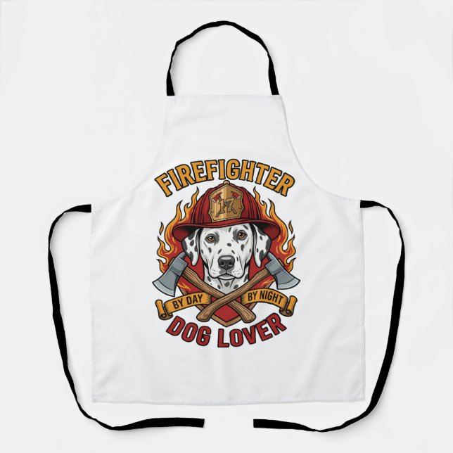 Firefighter Dog Lover Dalmatian Fire Helmet Axes F Apron (Front)