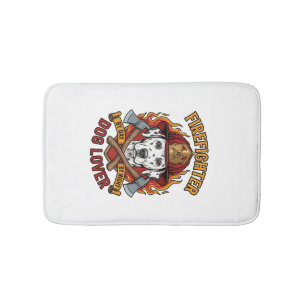 Firefighter Dog Lover Dalmatian Fire Helmet Axes F Bath Mat