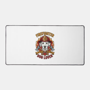 Firefighter Dog Lover Dalmatian Fire Helmet Axes F Desk Mat