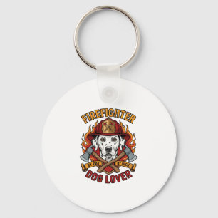 Firefighter Dog Lover Dalmatian Fire Helmet Axes F Key Ring