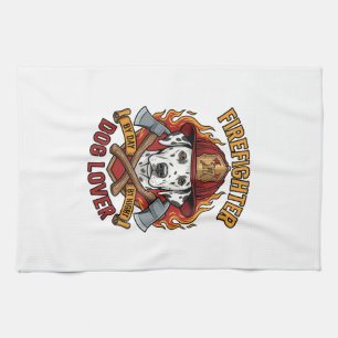 Firefighter Dog Lover Dalmatian Fire Helmet Axes F Tea Towel
