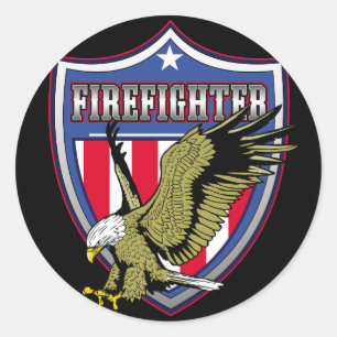 Firefighter Eagle Shield Classic Round Sticker