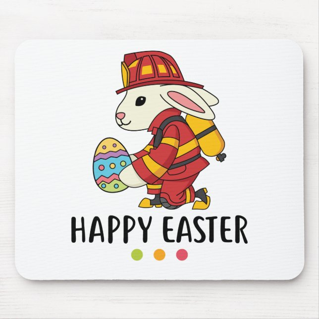 Firefighter Easter Bunny Mouse Mat (Front)