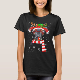 Firefighter Elf Reindeer Face Christmas Firefighte T-Shirt