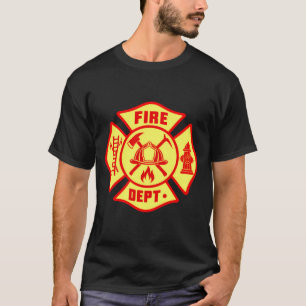 Firefighter Emblem Fire Department Maltese Cross T-Shirt