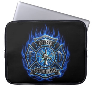Firefighter Emblem Laptop Bag with Blue Flame