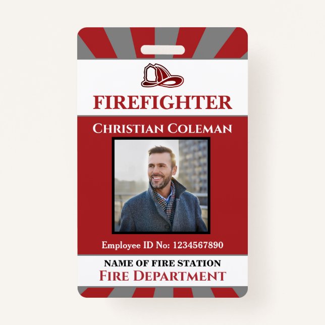 Firefighter Employee ID Card Photo Logo Custom  ID Badge (Front)