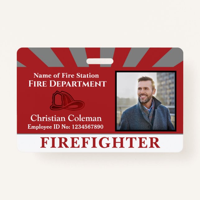 Firefighter Employee ID Card Photo Logo Custom ID Badge (Front)