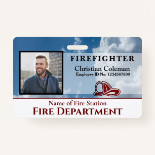 Firefighter Employee Photo Name ID Card Custom   ID Badge