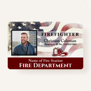 Firefighter Employee Photo Name ID Card Custom ID Badge