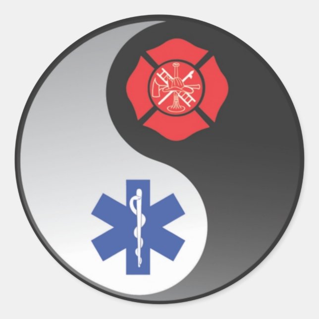 firefighter ems classic round sticker (Front)