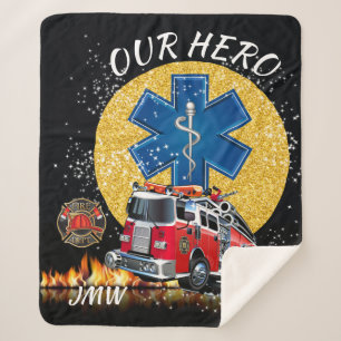 Firefighter EMS Wrapped in Love Sherpa Blanket