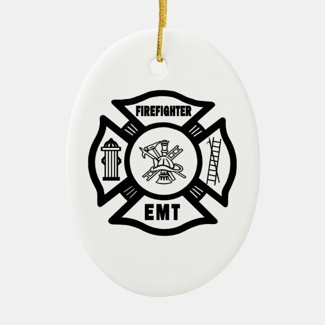 Firefighter EMT Ceramic Tree Decoration (Front)