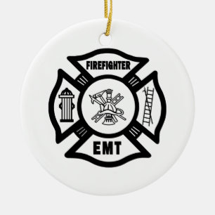 Firefighter EMT Ceramic Tree Decoration