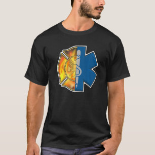 Firefighter Emt Proud Emt Firefighter Ems Badge  2 T-Shirt