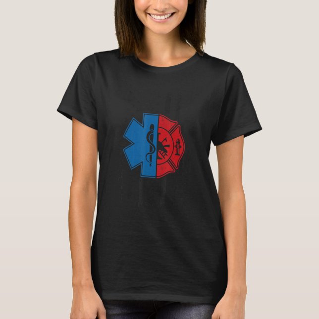 Firefighter Emt Us Flag Emt Firefighter Ems 2 T-Shirt (Front)