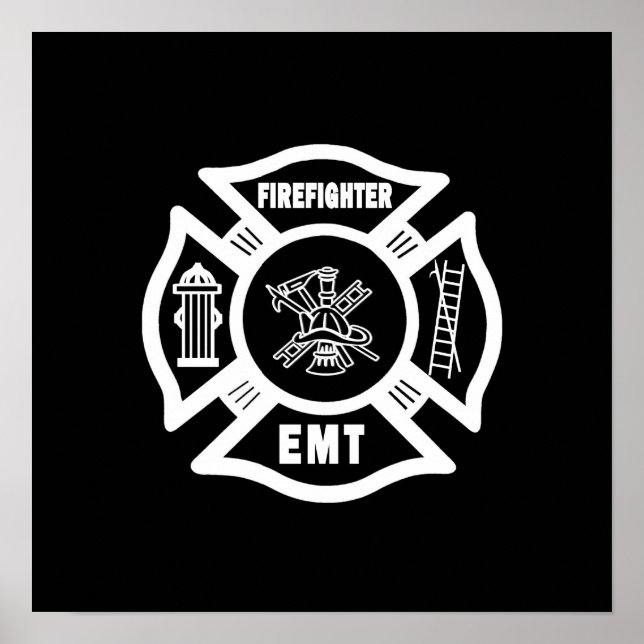 Firefighter EMT White Poster (Front)