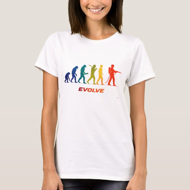 Firefighter Evolution Silhouette Hero Design T-Shirt (Front)
