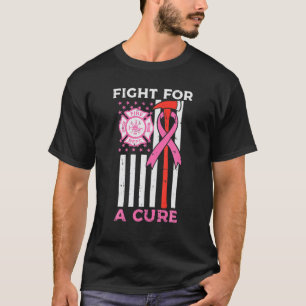 Firefighter Fight For A Cure US Flag Breast Cancer T-Shirt