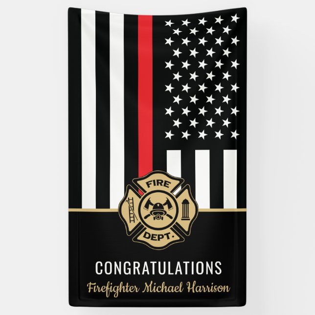 Firefighter Fire Academy Fireman Graduation Banner (Vertical)