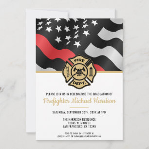Firefighter Fire Academy Fireman Graduation Party Invitation
