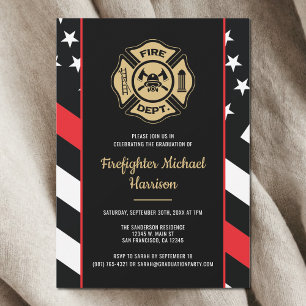 Firefighter Fire Academy Fireman Graduation Party Invitation