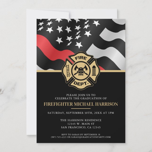 Firefighter Fire Academy Fireman Graduation Party Invitation (Front)