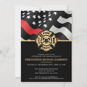 Firefighter Fire Academy Fireman Graduation Party Invitation