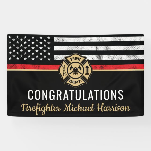 Firefighter Fire Academy Flag Graduation Party Banner (Horizontal)