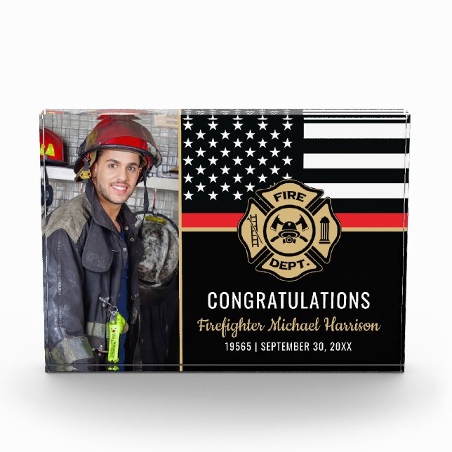 Firefighter Fire Academy Graduation Fireman Photo Block (Front)