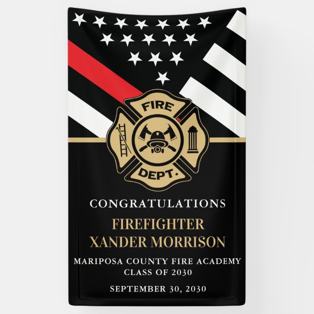 Firefighter Fire Academy Graduation Party Banner (Vertical)