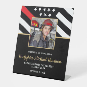 Firefighter Fire Academy Graduation Party Photo Pedestal Sign