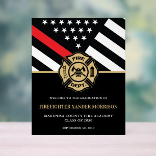 Firefighter Fire Academy Graduation Party Welcome Acrylic Sign
