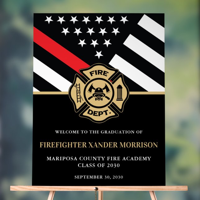 Firefighter Fire Academy Graduation Party Welcome Acrylic Sign (Neutral)