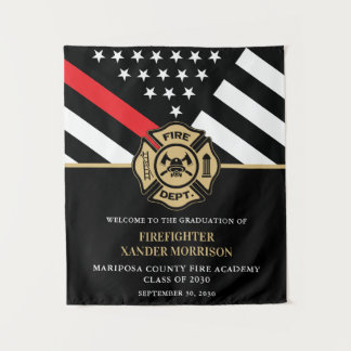 Firefighter Fire Academy Graduation Party Welcome Tapestry