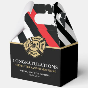 Firefighter Fire Academy Graduation Red Line Flag Favour Box