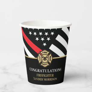 Firefighter Fire Academy Graduation Red Line Flag Paper Cups