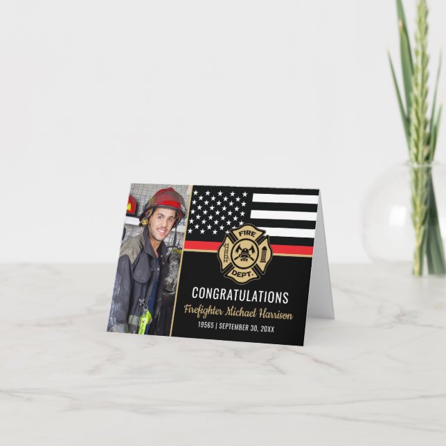 Firefighter Fire Academy Photo Fireman Graduation Card (Front)