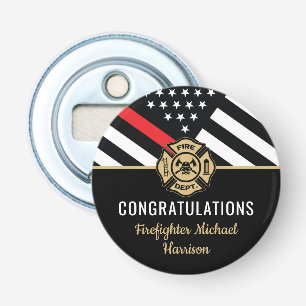 Firefighter Fire Academy Red Line Flag Graduation Bottle Opener