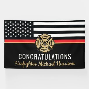 Firefighter Fire Academy Thin Red Line Graduation Banner