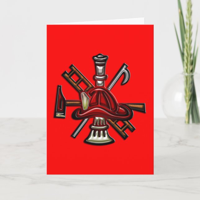 Firefighter Fire and Rescue Department Emblem Card (Front)