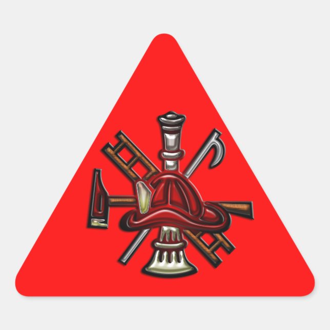 Firefighter Fire and Rescue Department Emblem Triangle Sticker (Front)
